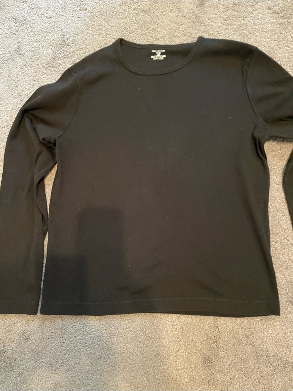Jones New York Black Long Sleeve Crewneck Shirt